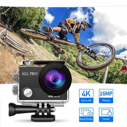 4K Waterproof All Digital UHD WiFi Camera + RF Remote And Accessories
