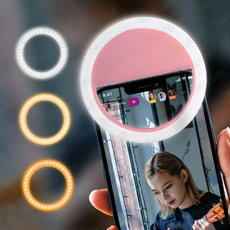 Mini Selfie Ring Light for Mobile Phone LED Lamp USB