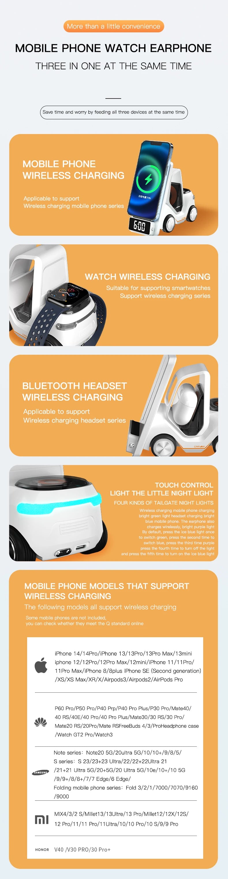 Wireless Charger 4 in 1 Forklift Design Fast Charging Dock ....