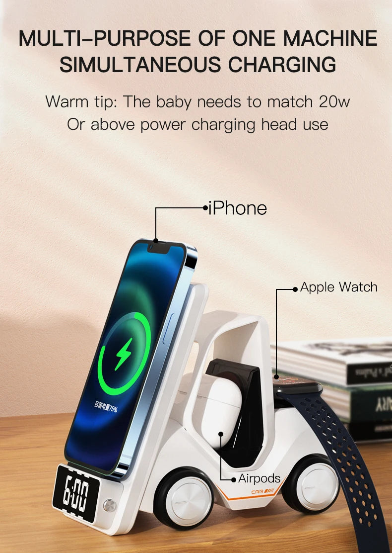 Wireless Charger 4 in 1 Forklift Design Fast Charging Dock ....