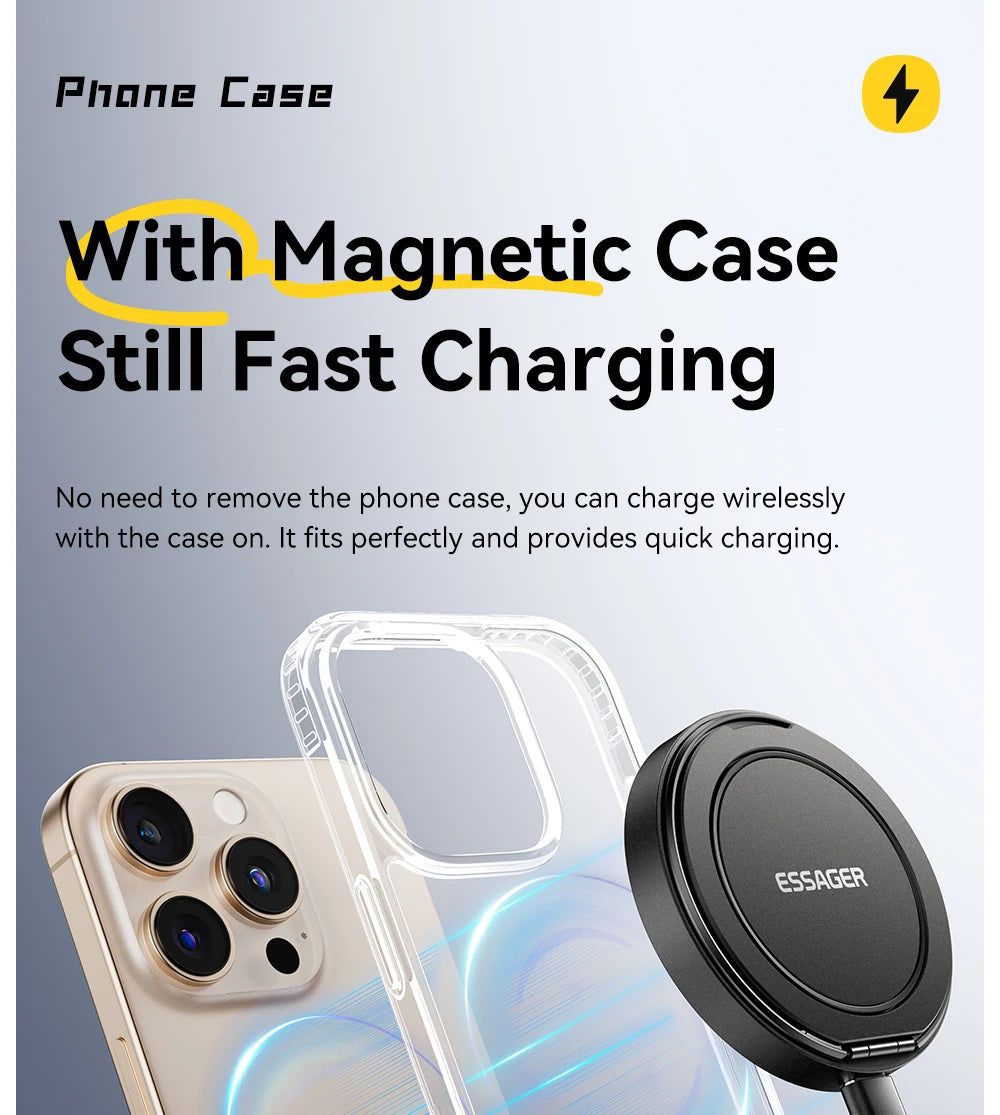 Essager Magnetic Wireless Charger With Holder 15W Fast Charging ...