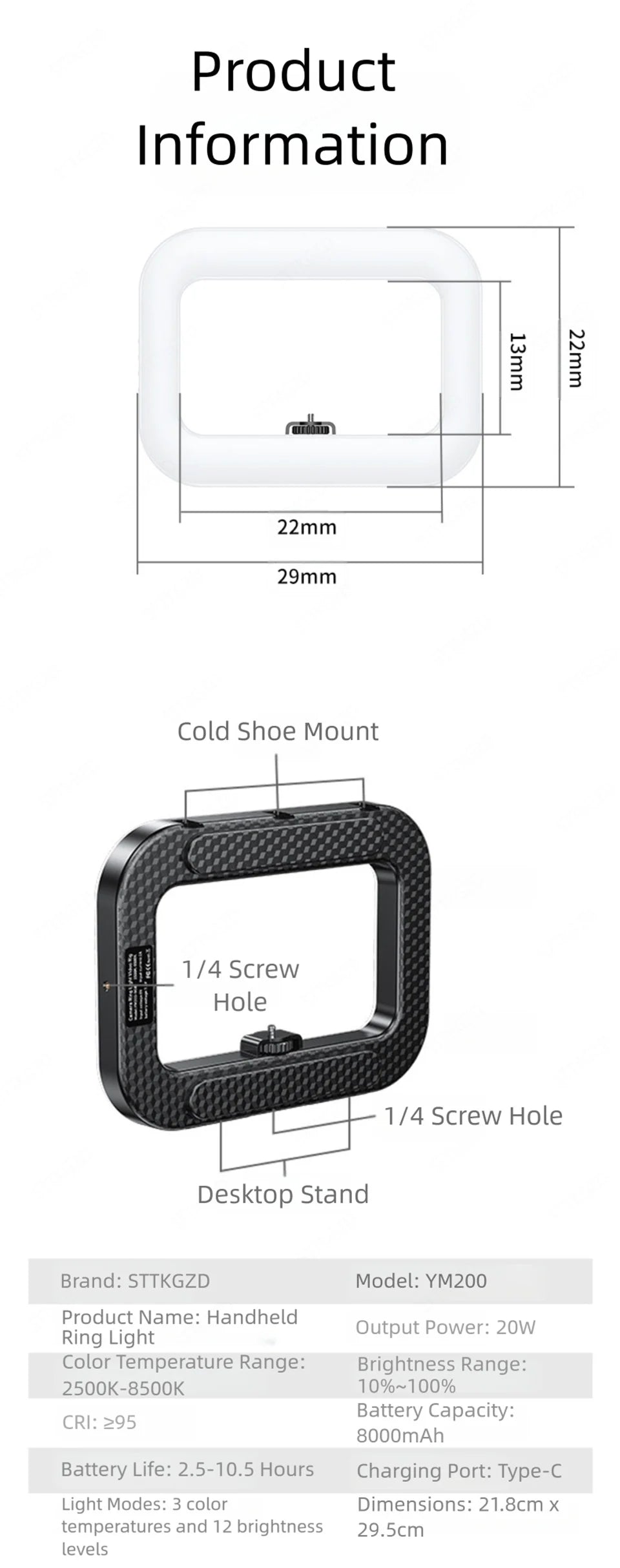Portable Handheld Ring LED Light New Rabbit Cage Lighting Photography