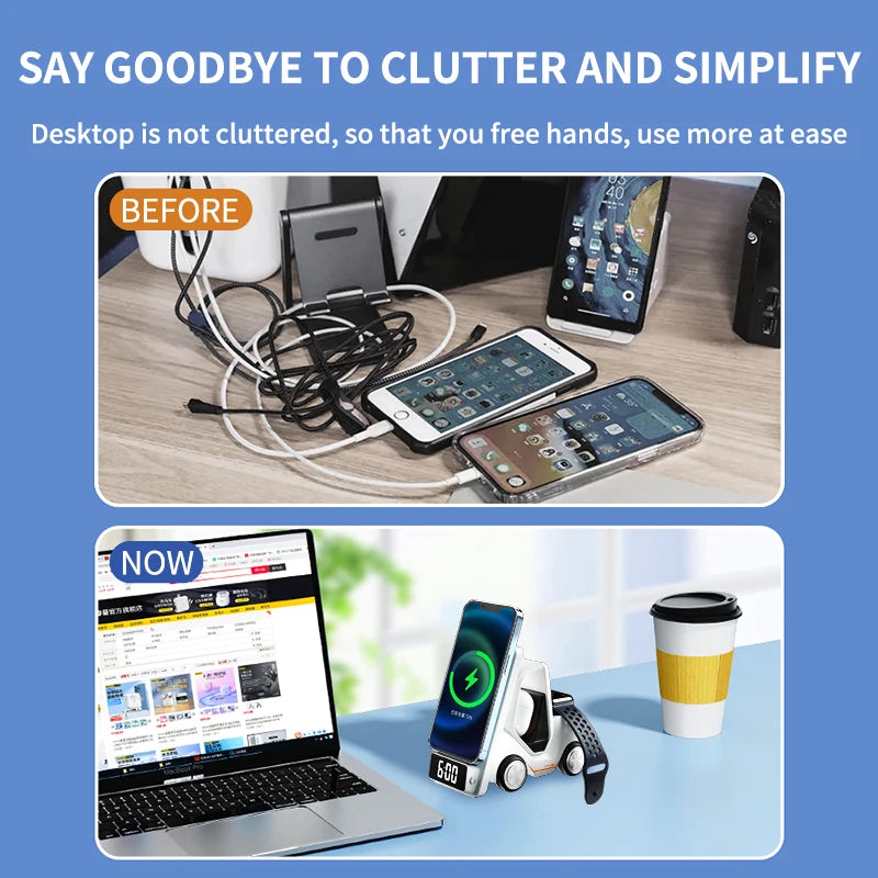 Wireless Charger 4 in 1 Forklift Design Fast Charging Dock ....