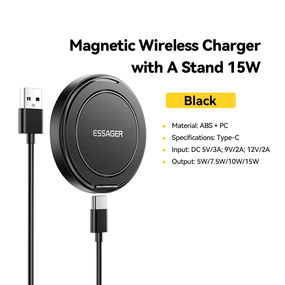 Essager Magnetic Wireless Charger With Holder 15W Fast Charging ...