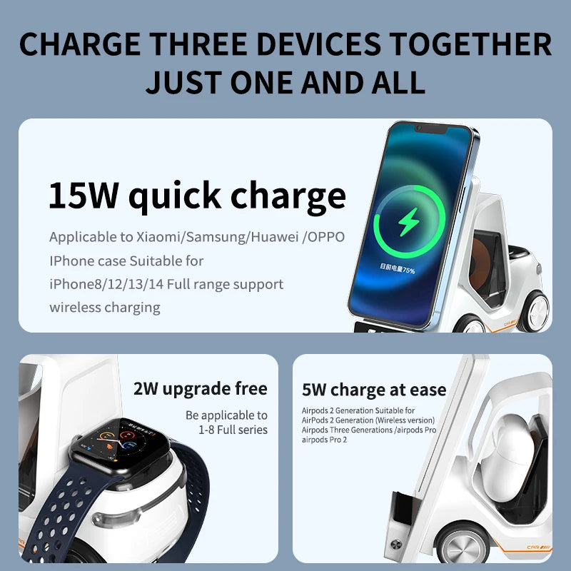 Wireless Charger 4 in 1 Forklift Design Fast Charging Dock ....
